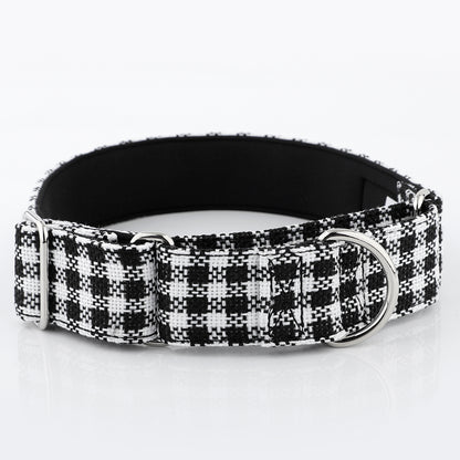 White & Black Houndstooth Martingale Collar for Sighthounds - Padded