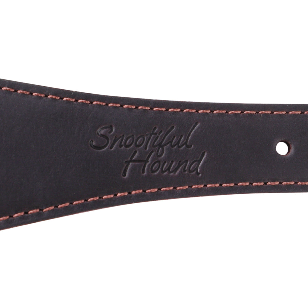 snootiful hound logo on lurcher collar