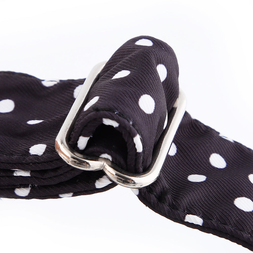 martingale collar black with white polka dot buckle