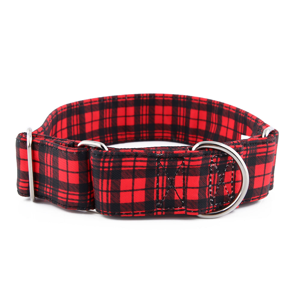 martingale collar red tartan front