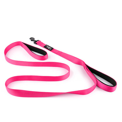 pink double handle dog leash