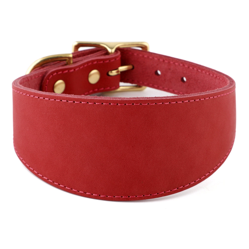 red leather sighthound collar