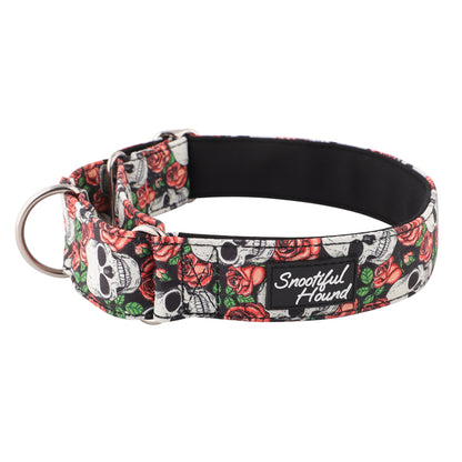 skull and roses design martingale collar