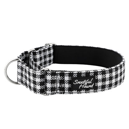 White & Black Houndstooth Martingale Collar for Sighthounds - Padded